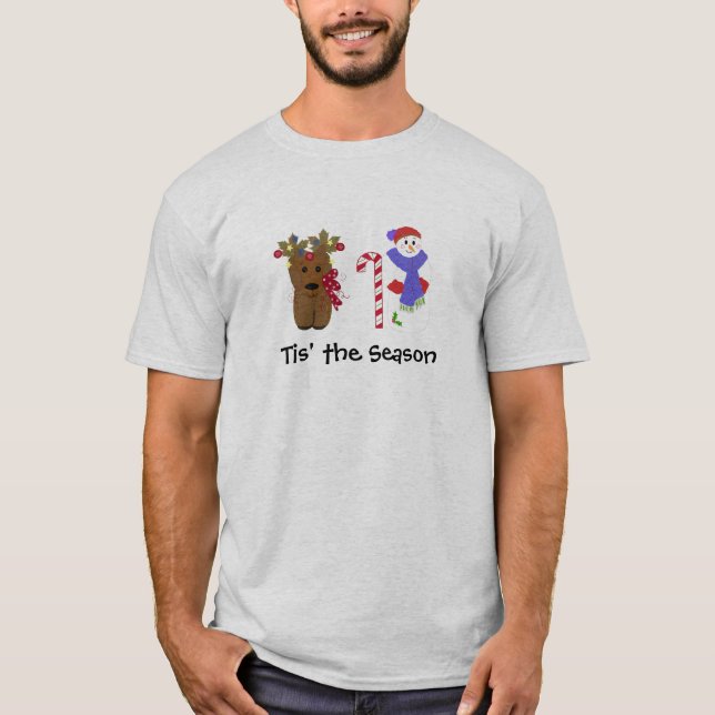 T-shirt Joli renne de Noël et bonhomme de neige (Devant)