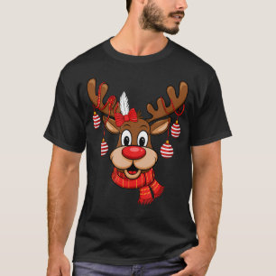 T-shirt Joli Renne Noël Nez Rouge Rudolph Xmas Enfants