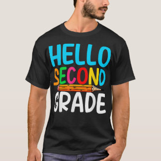 T-shirt Joli Retour À L'École Bonjour Deuxième Année Premi