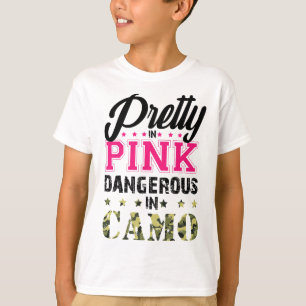 T-shirt Joli Rose Dangereux Dans La Chasse Camo Fille Femm