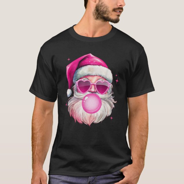 T-shirt Joli rose Père Noël Noël soufflant bulle gomme Noë (Devant)