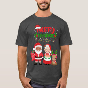 T-shirt Joli Santa à mélanine Mme Claus Famille interracia