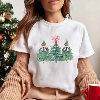 T-shirt Joli sapin de Noël Pink Preppy Coquette girly