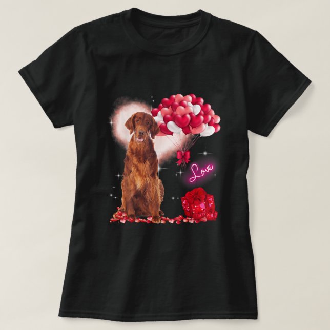 T-shirt Joli Setter irlandais Balloon Heart Valentines Day (Design devant)