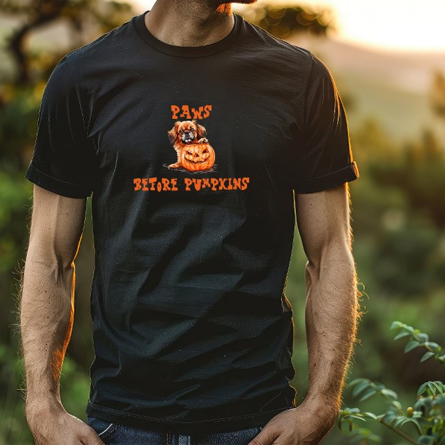 T-shirt Joli spaniel tibétain halloween orange ironique (Créateur téléchargé)
