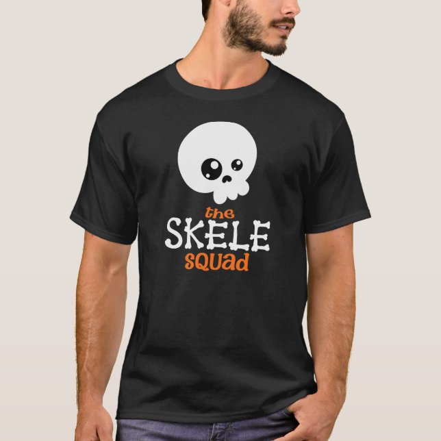 T-shirt Joli Squelette Halloween Famille Correspondant Ora (Devant)