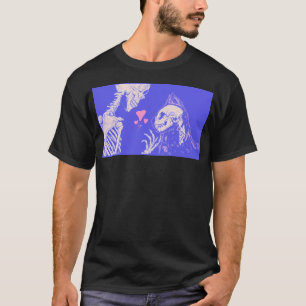 T-shirt Joli Squelette Rose Et Violet Avec Chat - Jouer K