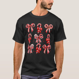 T-shirt Joli Sucre de canne Coquette Bow Christmas Candy L
