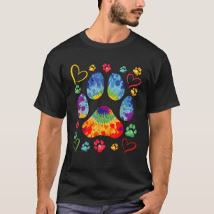 T-shirt Joli Tie Dye Chien Paw Love Heart Imprimer Animal 