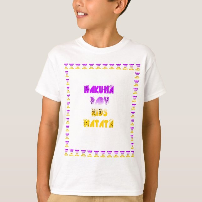 T-shirt Joli violet et jaune Hakuna Matata bébé enfants (Devant)