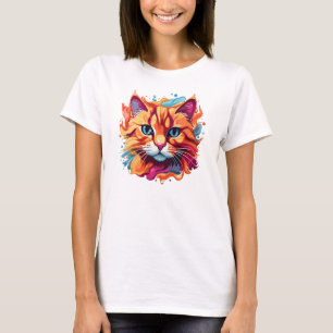 T-shirt Joli visage de chat Design multicolore