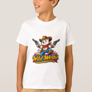T-shirt Joli Westie Cowboy Chien Tirant des Fusils Garçons