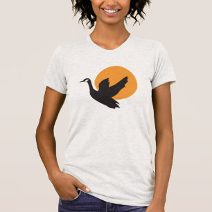 T-shirt Jolie Belle Oie Volante et Coucher de Soleil