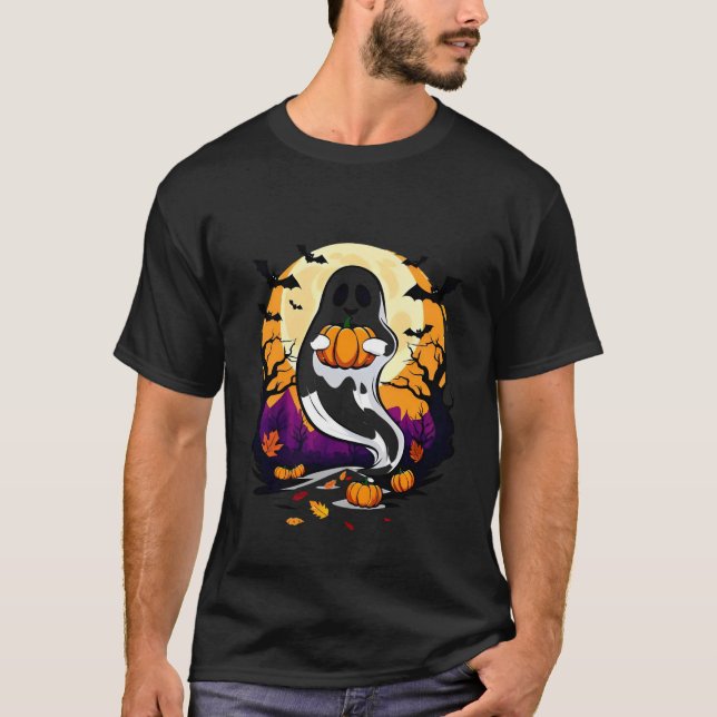 T-shirt Jolie conception de dessin animé Halloween Ghost (Devant)
