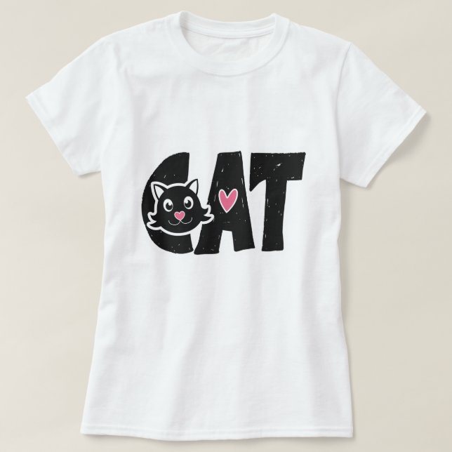 T-shirt Jolie conception de typographie de chat noir (Design devant)