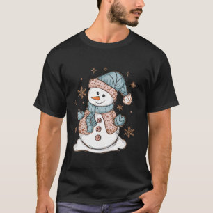 T-shirt Jolie Coquette colorée Bow Snowman Drôle Noël