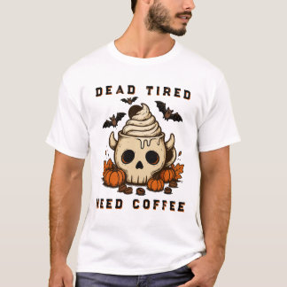 T-shirt Jolie crâne d'Halloween Café Citrouille Art