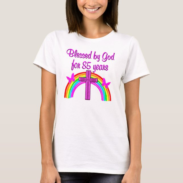 T-SHIRT JOLIE CROIX ROSE 85E ANNIVERSAIRE (Devant)