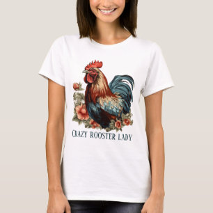 T-shirt Jolie dame de coq fou ajouter du texte