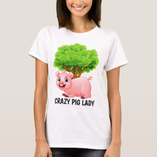 T-shirt Jolie dame de porc fou ajouter du texte