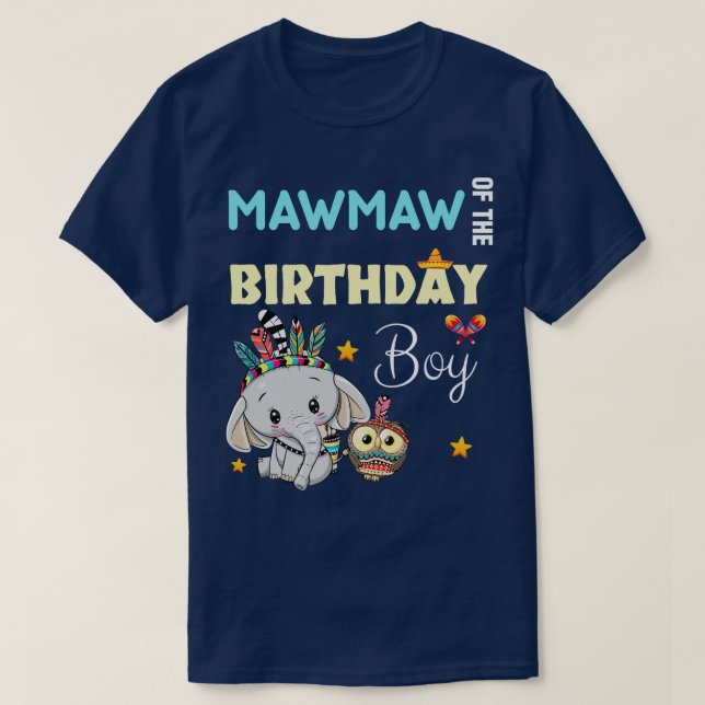 T-shirt Jolie Eléphante Mawmaw Du Garçon D'Anniversaire (Design devant)
