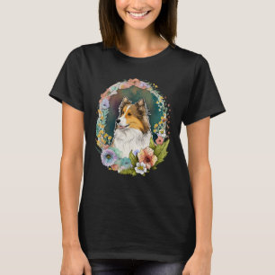 T-shirt Jolie étagère de fleurs été Floral Shetland Sheepd