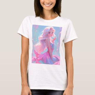 T-shirt Jolie fée arc-en-ciel rose Barbie doll design