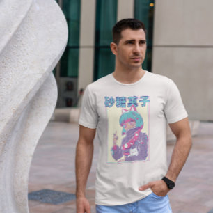 T-shirt Jolie fille Anime avec patchs oeil