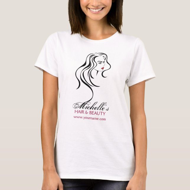 T-shirt Jolie fille avec cheveux ondulés Icône maquillage (Devant)