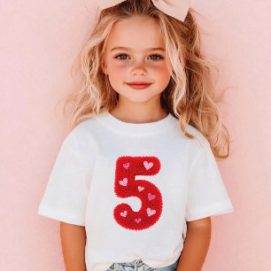 T-shirt Jolie Fille de 5 Ans pour Anniversaire Cœur Fill