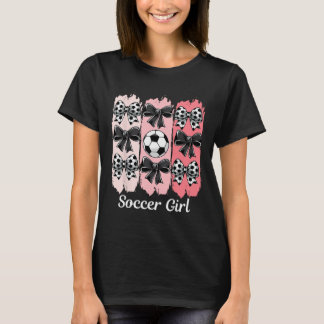 T-shirt Jolie Fille de Football Coquette Nœud Fille de Foo