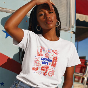 T-shirt Jolie fille de Londres Voyage Doodle – Londres Ang