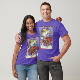 T-shirt Jolie fille de Noël Bonhomme de neige avec Poinset