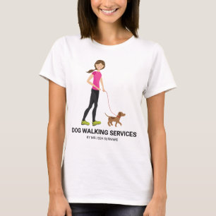 T-shirt Jolie Fille Et Chien Brun - Services de Promenade