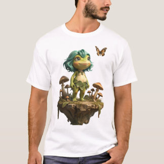 T-shirt Jolie Fille Grenouille Parmi les Champignons avec