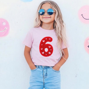 T-shirt Jolie Fille Pour Son Sixième Anniversaire Cœurs   