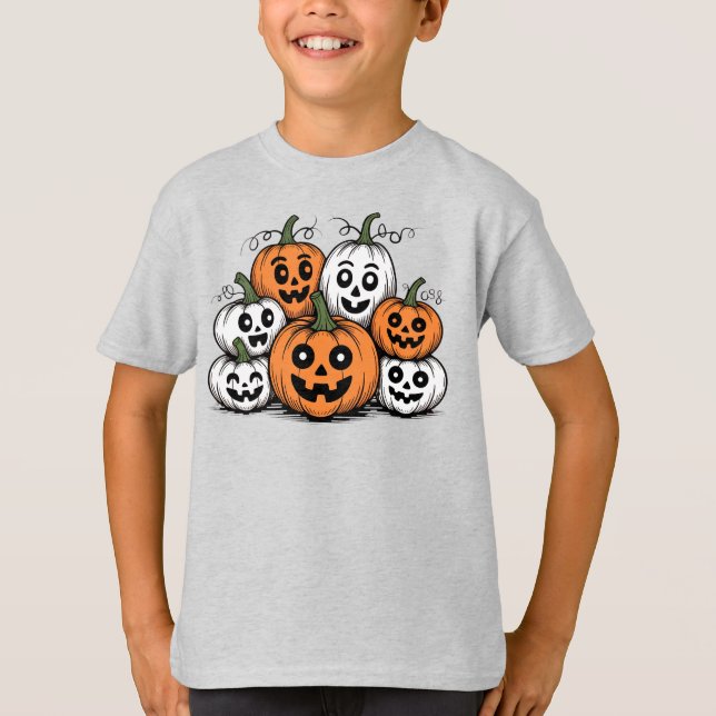 T-shirt Jolie foule Jack-o'lanterne (Devant)