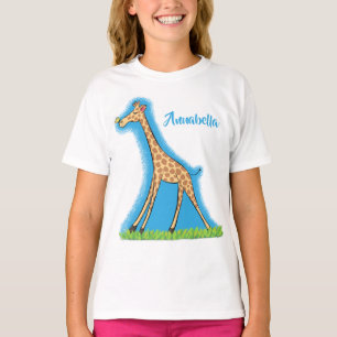 T-shirt Jolie girafe avec dessin animé de papillon