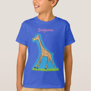 T-shirt Jolie girafe avec dessin animé de papillon