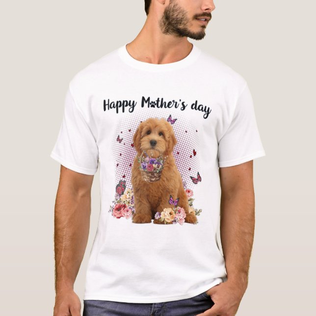 T-shirt Jolie Goldendoodle Maman Fleur Joyeuse Fête des Mè (Devant)