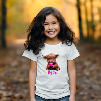 T-shirt Jolie Grande Soeur Rose Bébé Vache