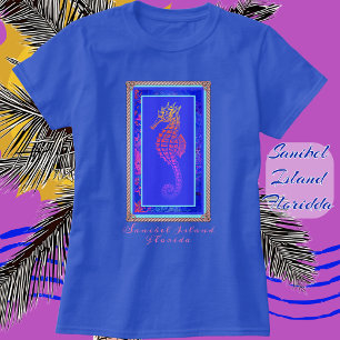 T-shirt Jolie île de Sanibel Floride Cheval de mer coloré