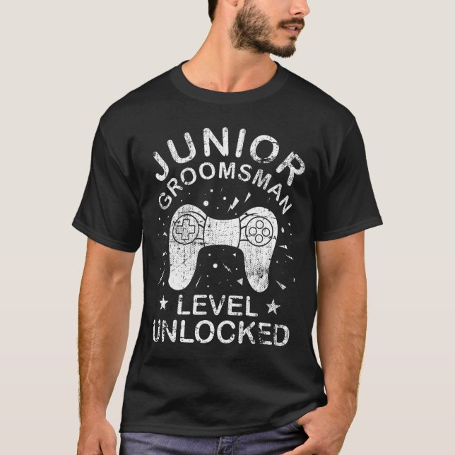 T-shirt Jolie Junior Groomsman Jeu Mariage Fête Jr Boys (Devant)