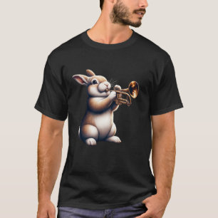 T-shirt Jolie Lapin Lapin Jouer Trumpet Rabbits Musicien
