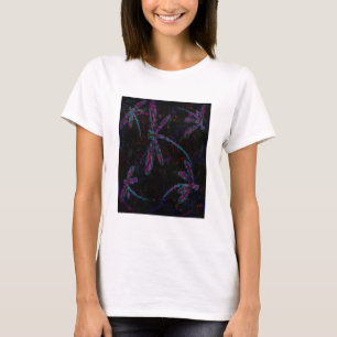 T-shirt Jolie libellule bleu violet sur le noir