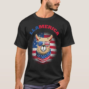 T-shirt Jolie Llamerica Lama & Lunettes de soleil Drapeau