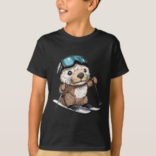 T-shirt Jolie loutre de mer en ski