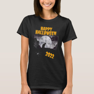 T-shirt Jolie lune de chats d'Halloween araignées maison e