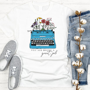 T-shirt Jolie machine à écrire Fleur sauvage Vintage