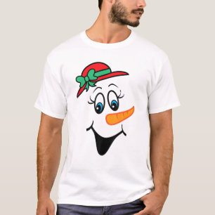 T-shirt Jolie Noël Snowgirl Snowman Costume visage Snoww